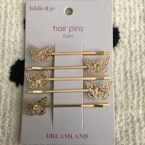 3/$15 Gold Butterfly Hair Hair Clips Bobby Pins (5 pieces) Gold Bobby Pins